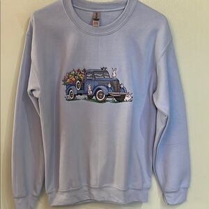 Light Blue Easter Graphic Women’s Sweatshirt NWOT